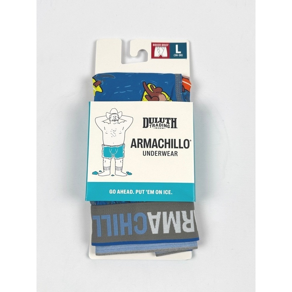 Duluth Trading Co Men's Armachillo Boxer Briefs Otter Play Blue Multi Size Large